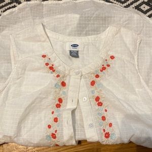 Old Navy kids XL white+floral button up tank